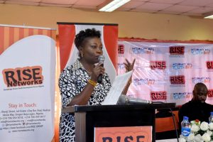 Ms. Joy Isi Bewaji, Feminist Writer, delivering her speech at the #IYD2016NG event as she expressed her concerns that the older generation is stealing everything and leaving the youths with nothing.